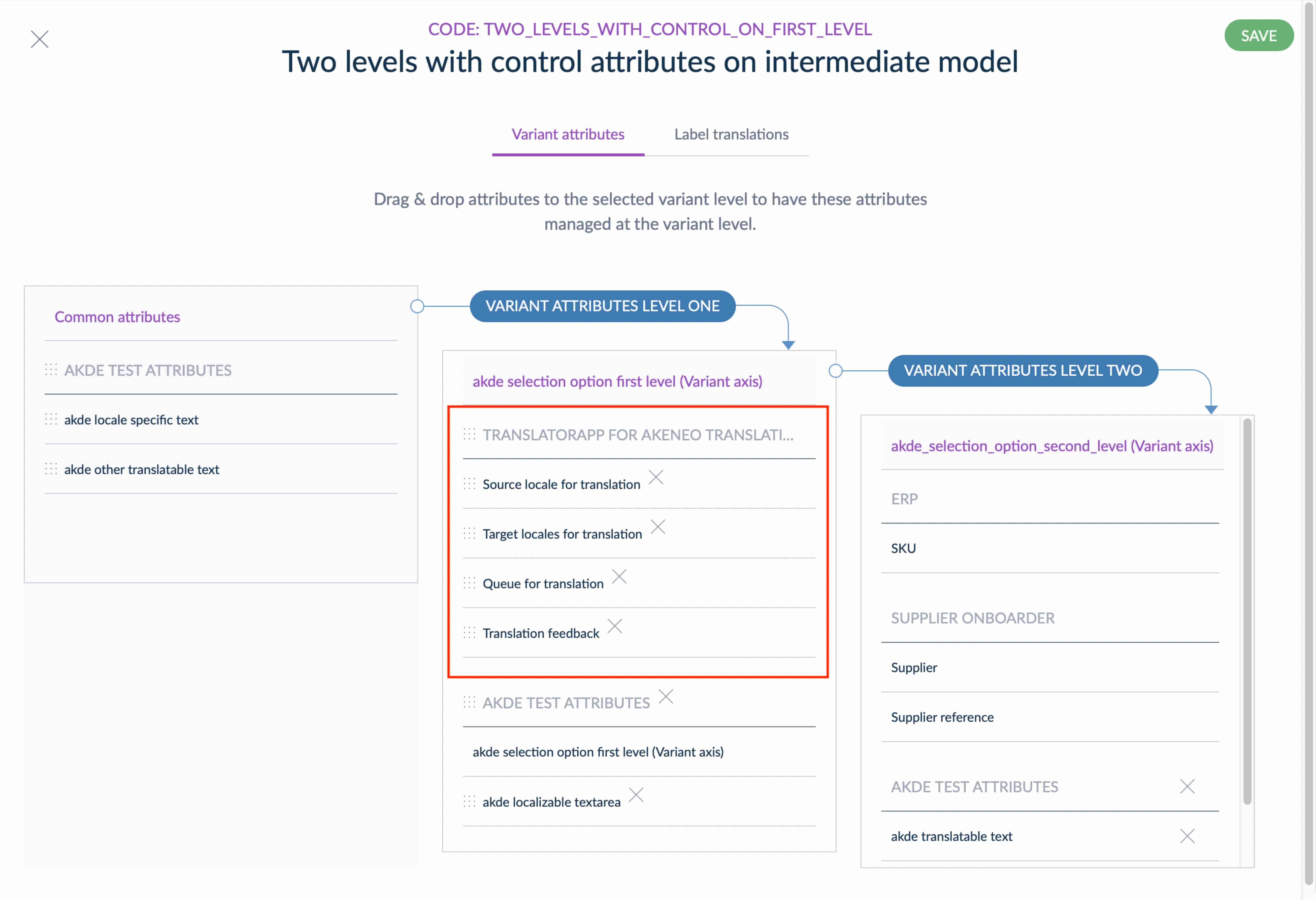 Control attributes on the intermediate level
