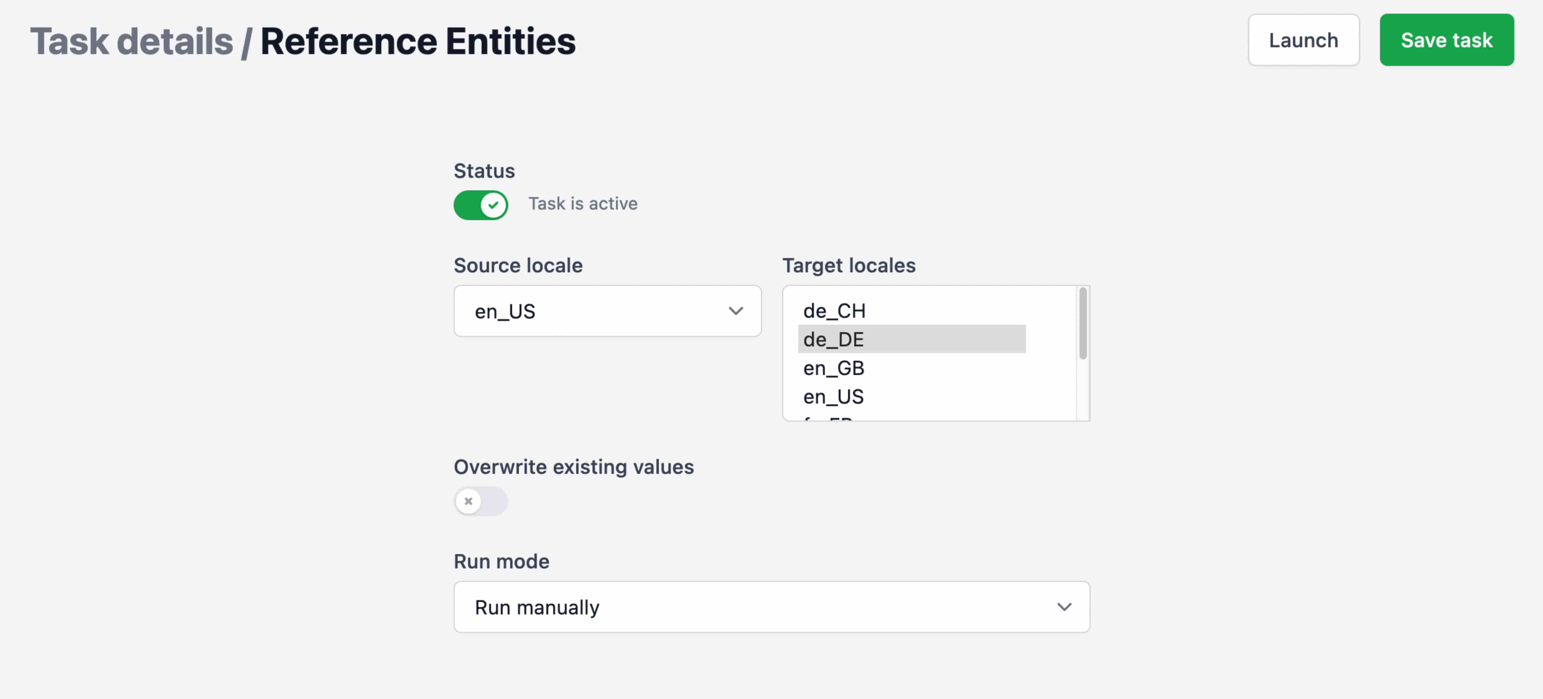 Reference entity options